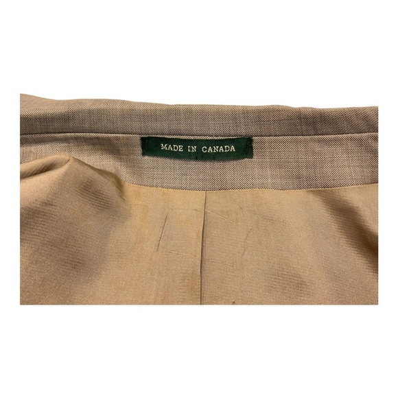 Ralph Lauren Macys Plain Weave Pure Wool Beige Blazer Jacket Sport Coat Mens 42R - Picture 10 of 12